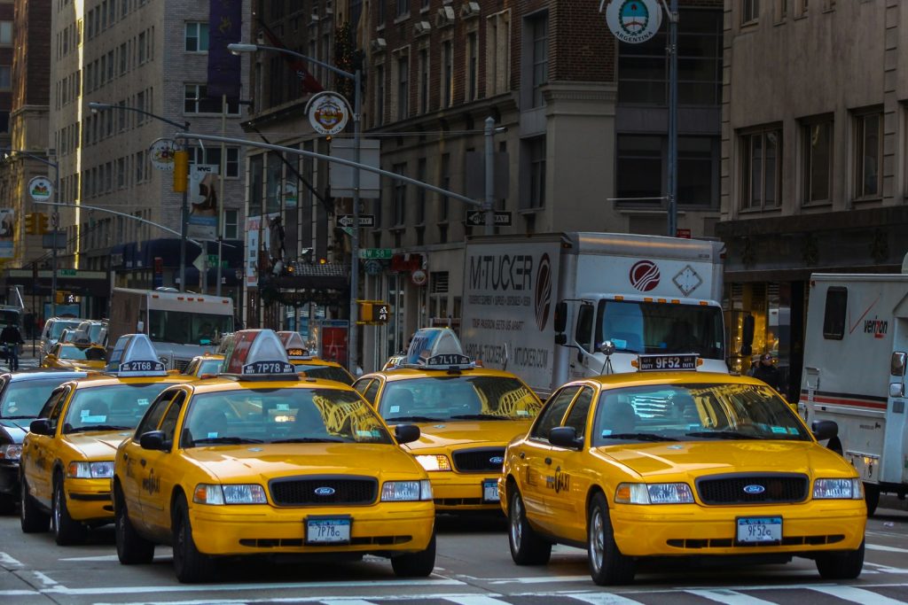 taxi's op de weg